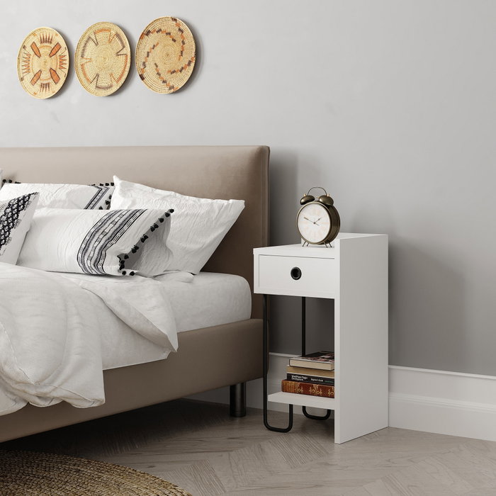 Hanah Home Sirius Right Mesita de Noche Blanca